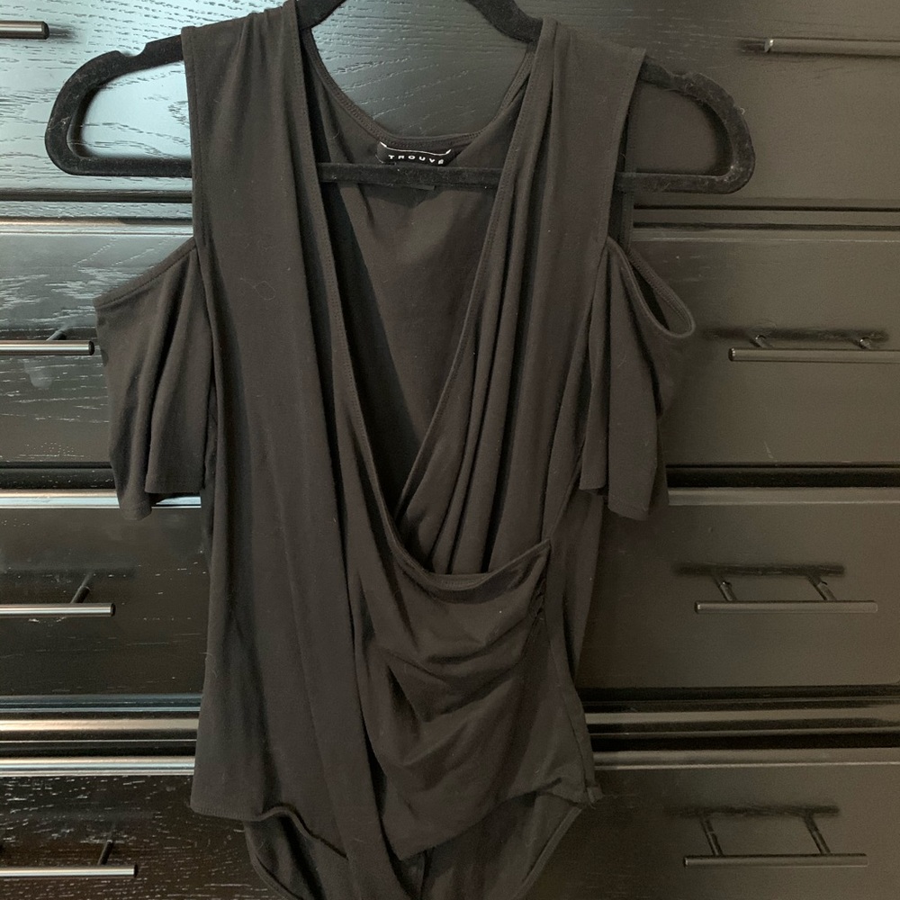 Trouve Black Cold Shoulder Body Suit